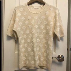 Rebecca Taylor Merino Wool Top in Cream Color, Size S